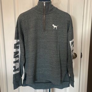 NEW Victoria’s Secret Pink Gray Quarter Zip with Arm Logos